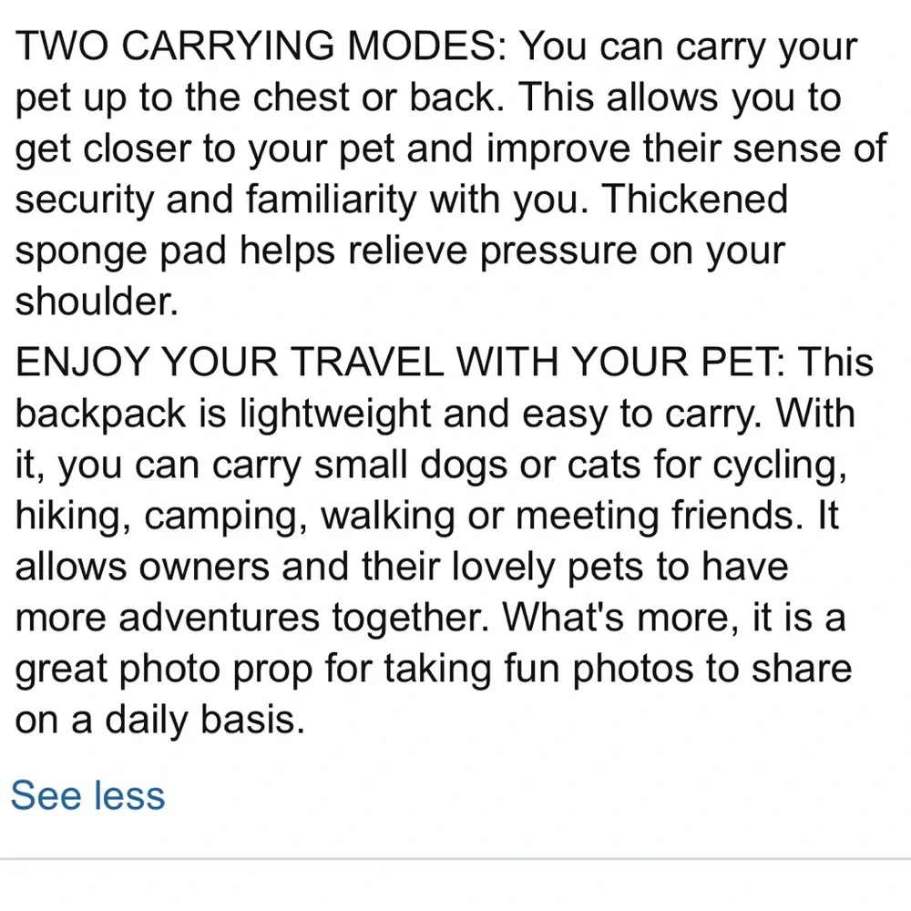 NEW‎ Pawaboo Dog Travel Carrier Backpack